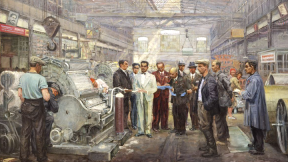 Nikolai Ryabinin’s painting depicting the Production Revolution